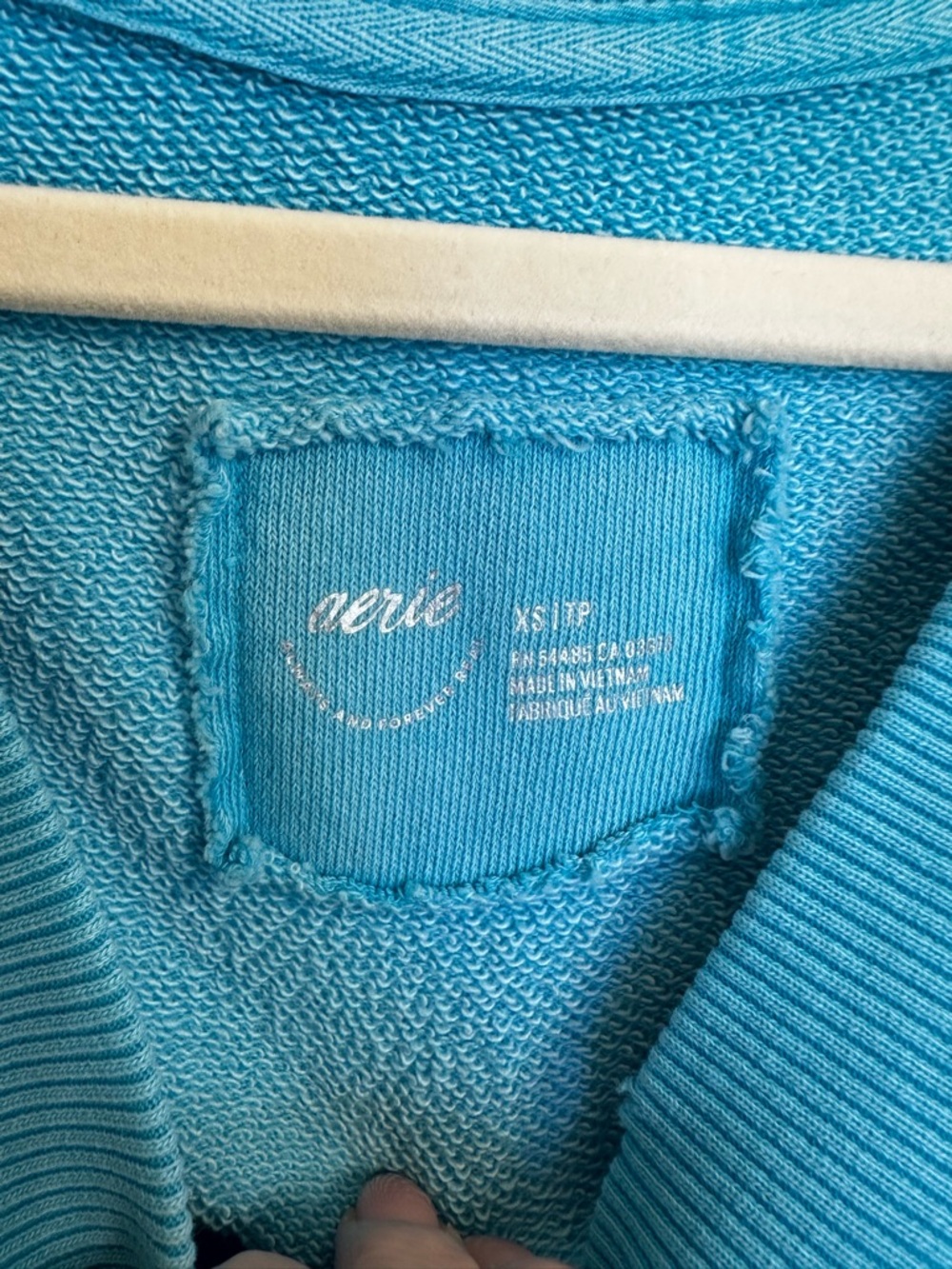 Aerie Vacay Relaxed V-Neck Oversized Sweater in Bright Turquoise Size XS - Picture 4 of 4
